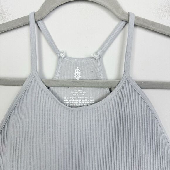 FREE PEOPLE | FP MOVEMENT Happiness Runs Gray Ribbed Crop Tank Women’s Size M/L - Picture 6 of 10